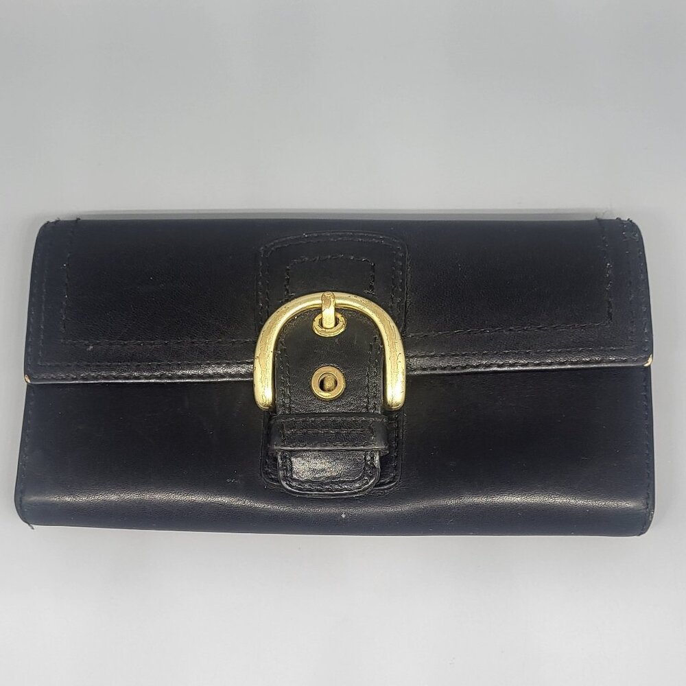 Coach Vintage Soho Buckle Black Leather Flap Wallet